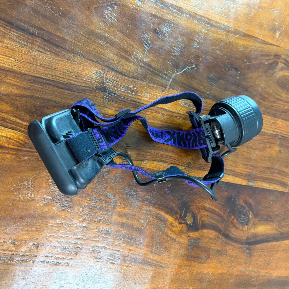 Petzl Zoom Headlamp Vintage Black Purple Adjustable Headlight Made in France